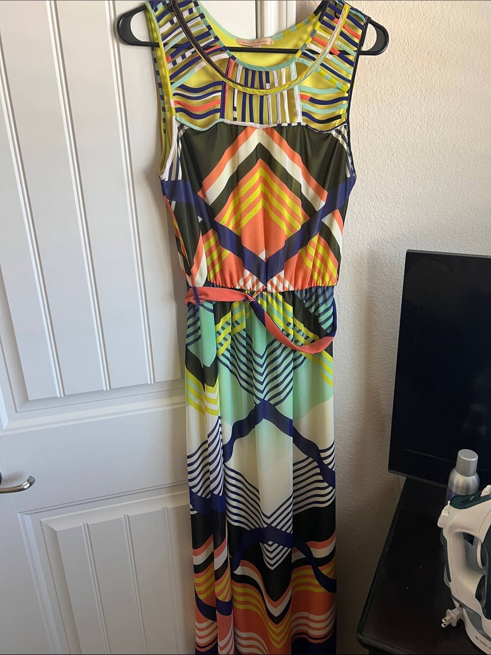Gibson Latimer Multicolor Geometric Sleeveless Maxi Dress